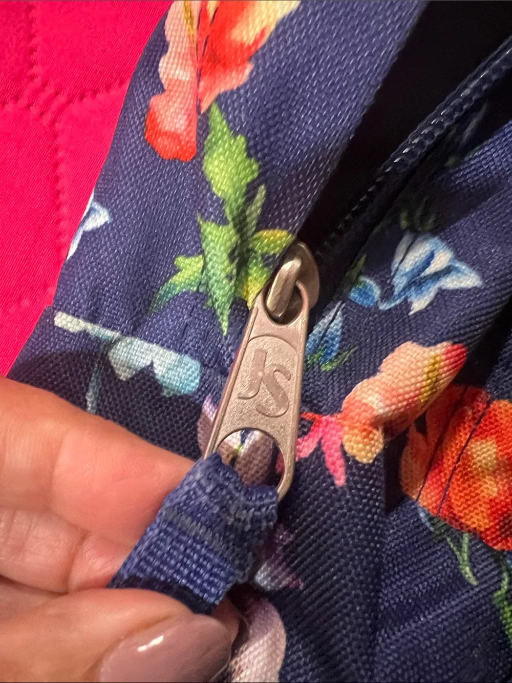 Jansport Navy Backpack with Colorful Floral Print